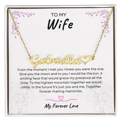 TO MY WIFE | TOGETHER FOREVER | PERSONALIZED HEART NAME NECKLACE