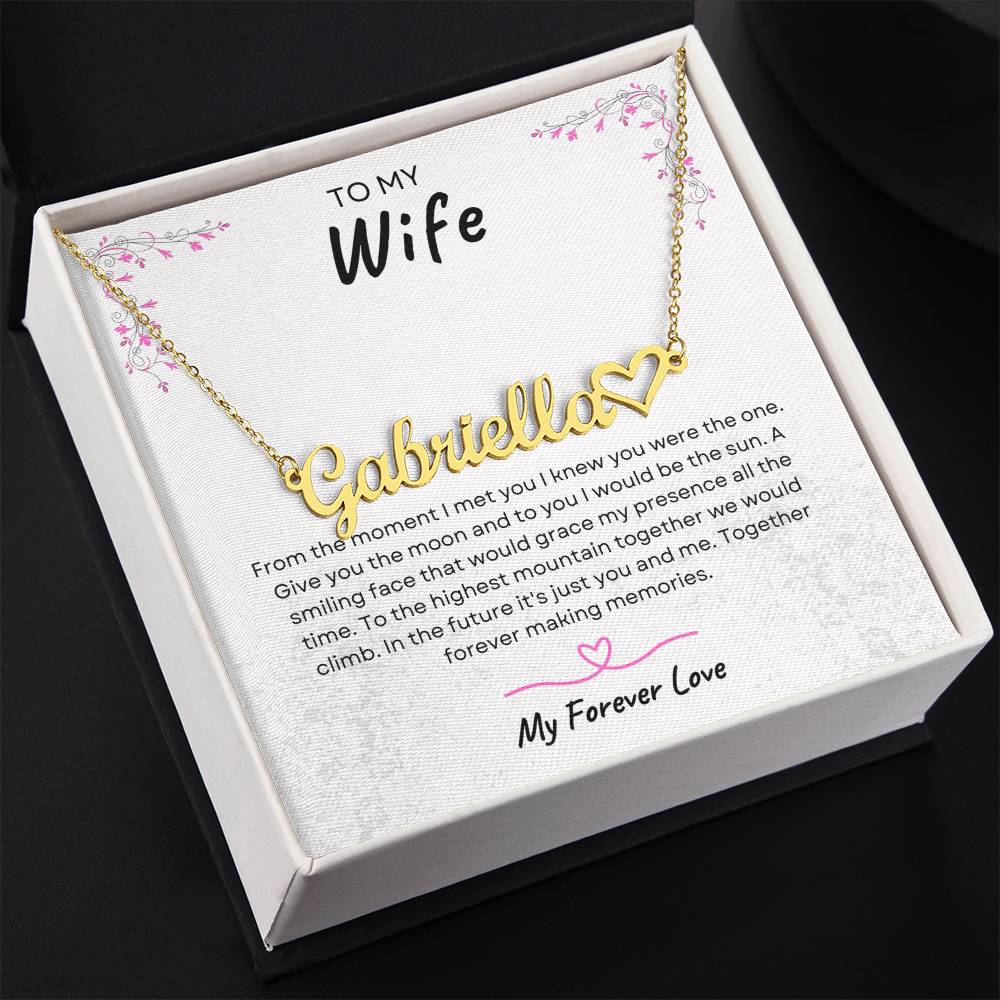 TO MY WIFE | TOGETHER FOREVER | PERSONALIZED HEART NAME NECKLACE