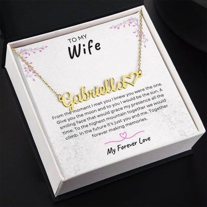 TO MY WIFE | TOGETHER FOREVER | PERSONALIZED HEART NAME NECKLACE
