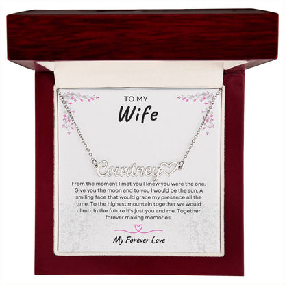 TO MY WIFE | TOGETHER FOREVER | PERSONALIZED HEART NAME NECKLACE