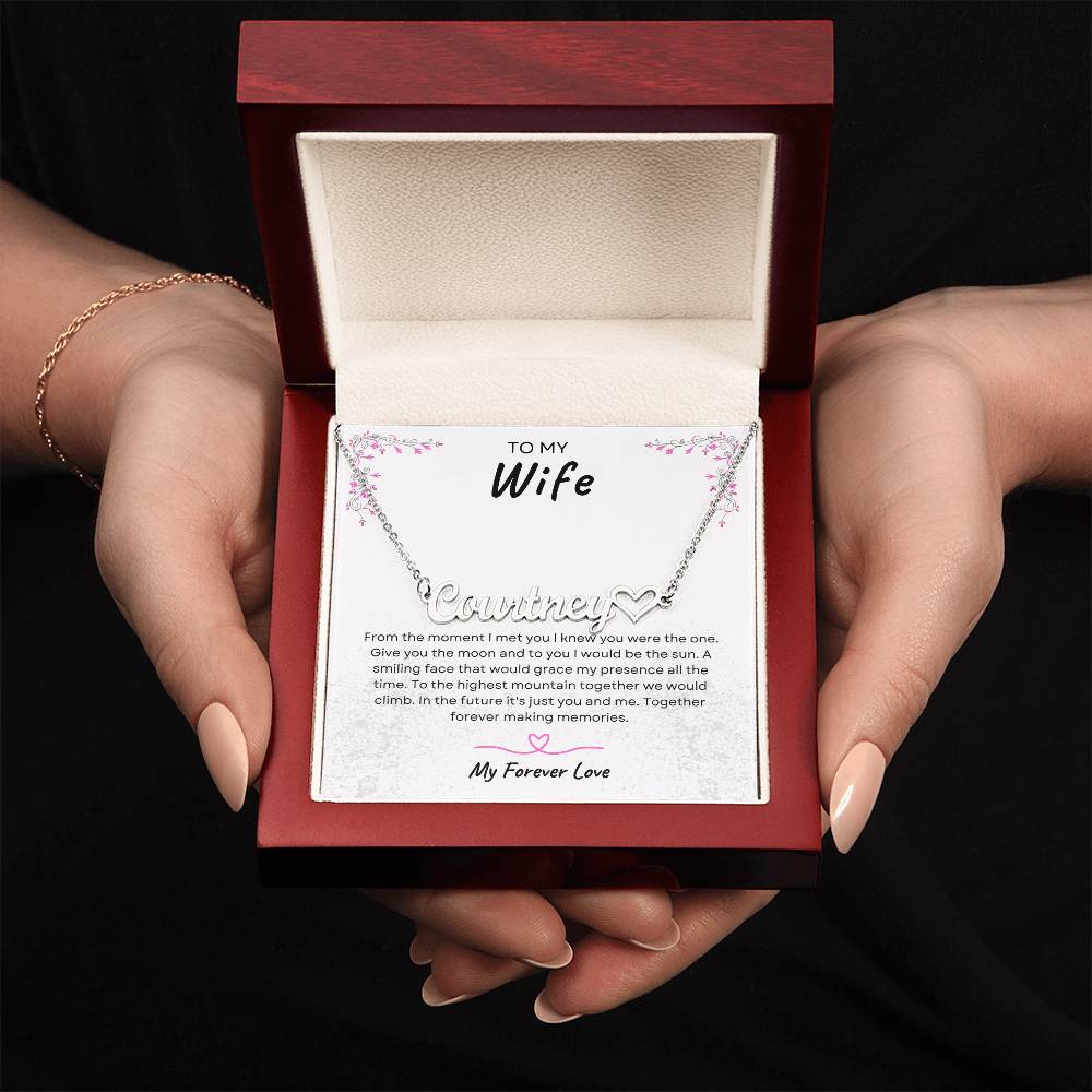 TO MY WIFE | TOGETHER FOREVER | PERSONALIZED HEART NAME NECKLACE