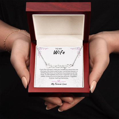 TO MY WIFE | TOGETHER FOREVER | PERSONALIZED HEART NAME NECKLACE