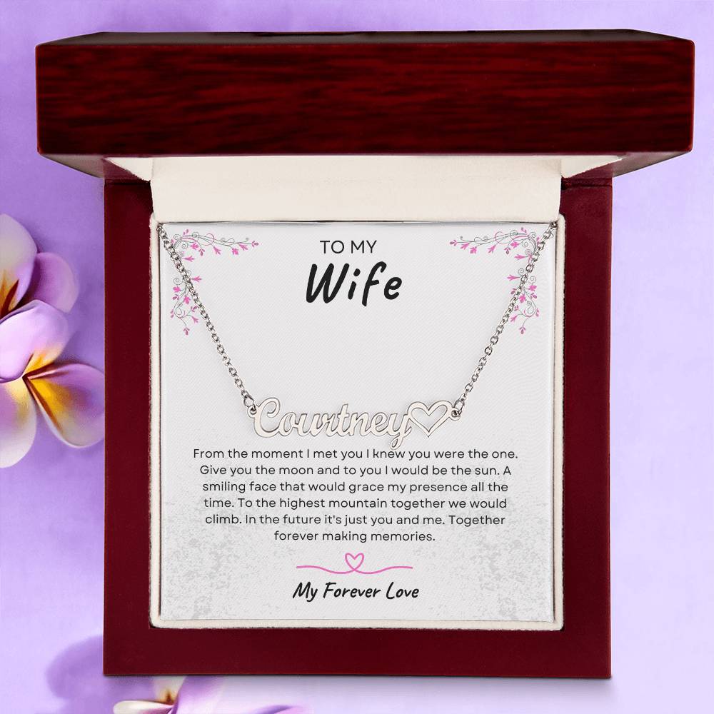 TO MY WIFE | TOGETHER FOREVER | PERSONALIZED HEART NAME NECKLACE