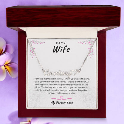 TO MY WIFE | TOGETHER FOREVER | PERSONALIZED HEART NAME NECKLACE