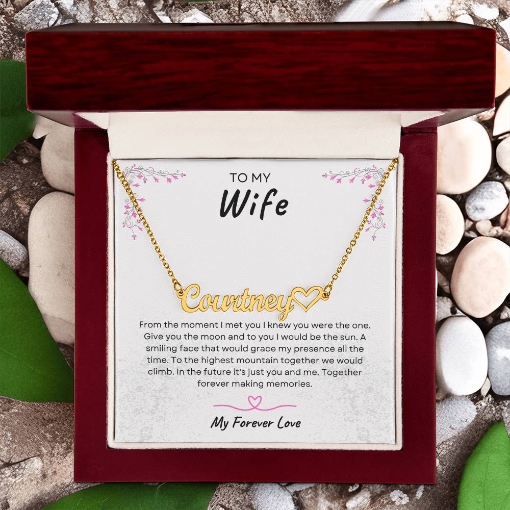 TO MY WIFE | TOGETHER FOREVER | PERSONALIZED HEART NAME NECKLACE