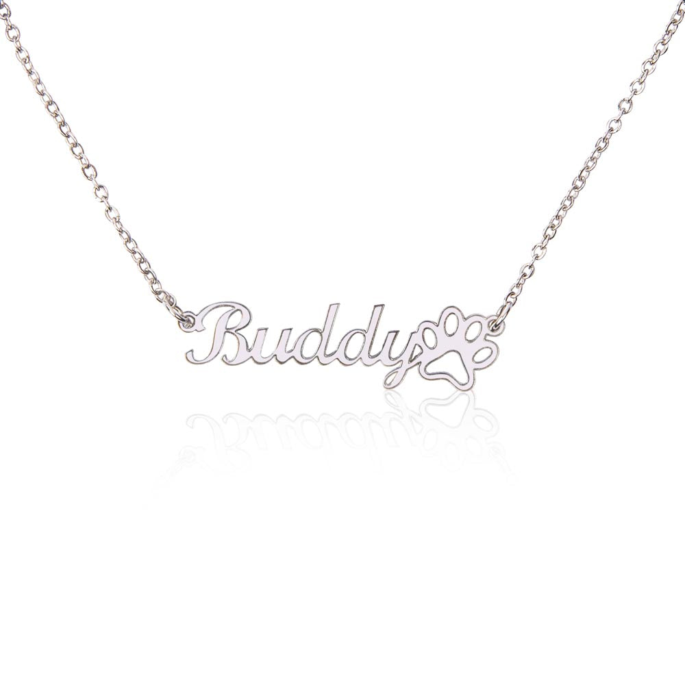 PERSONALIZED PAW PRINT NAME NECKLACE