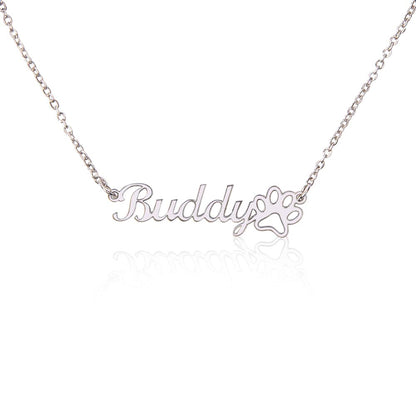 PERSONALIZED PAW PRINT NAME NECKLACE