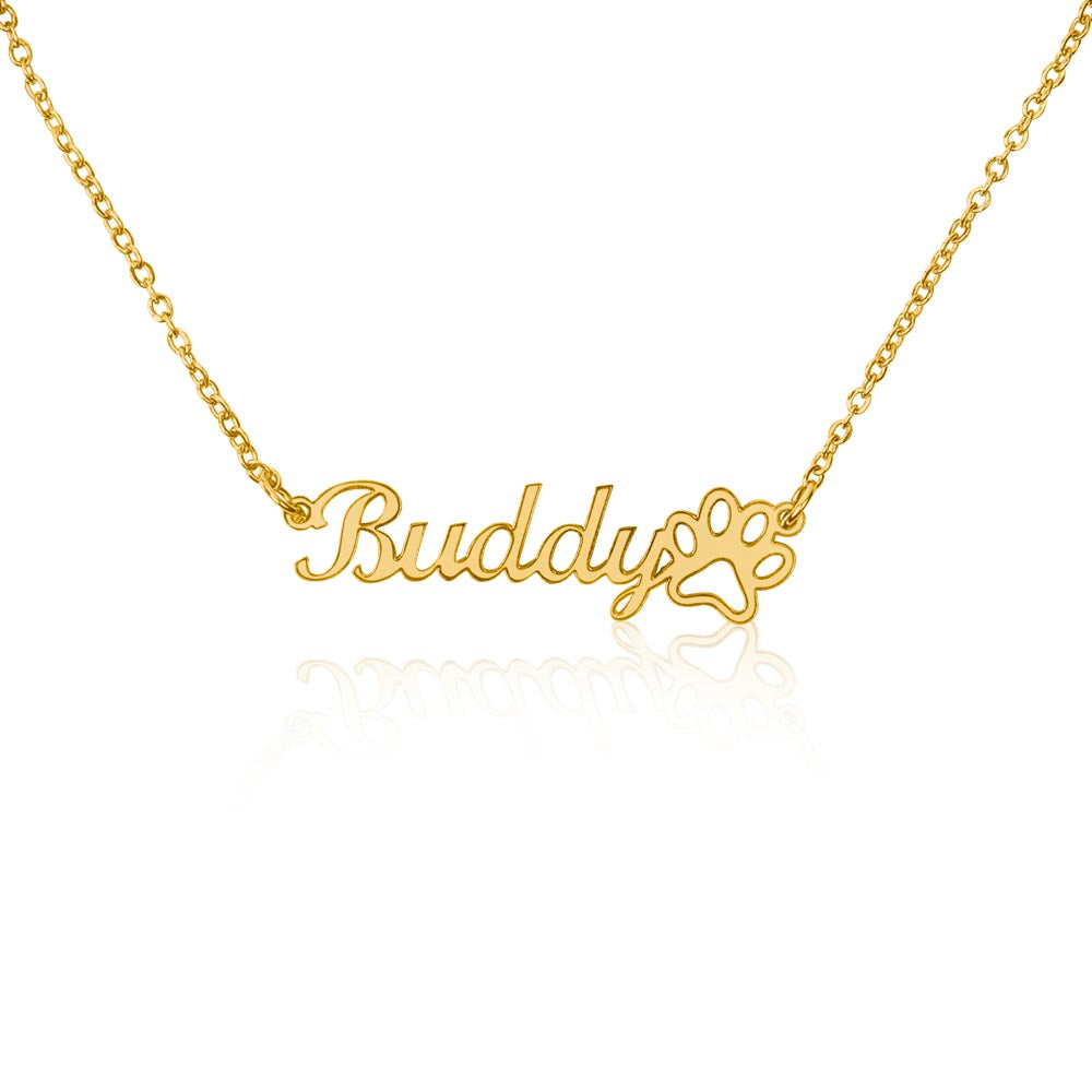 PERSONALIZED PAW PRINT NAME NECKLACE