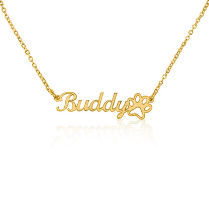 PERSONALIZED PAW PRINT NAME NECKLACE