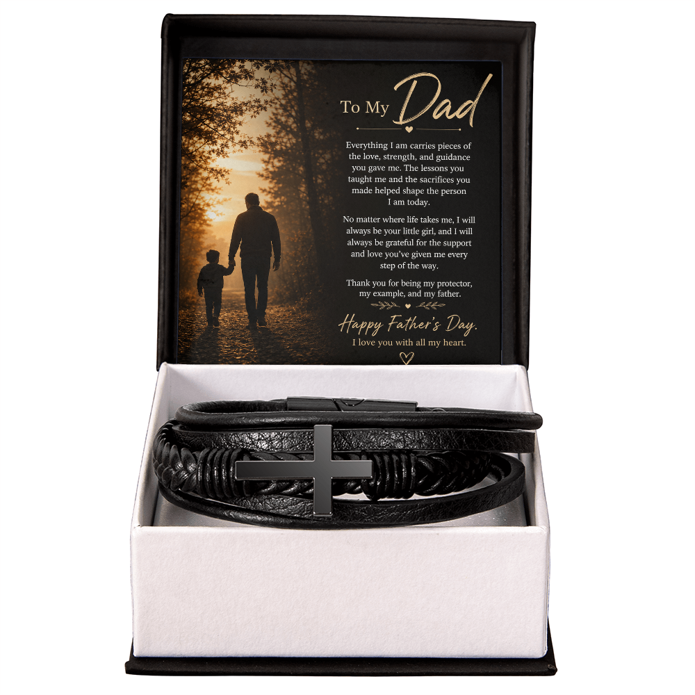 TO MY DAD | HAPPY FATHER'S DAY | CROSS LEATHER BRACELET