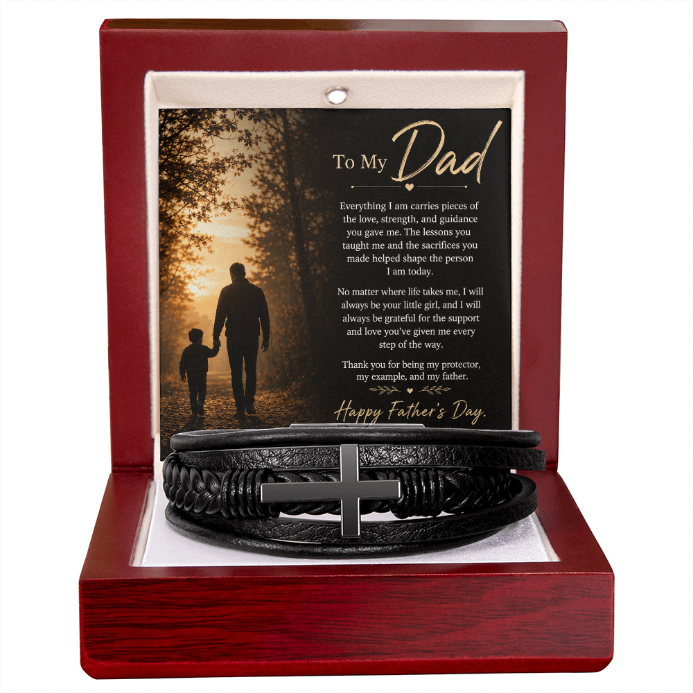 TO MY DAD | HAPPY FATHER'S DAY | CROSS LEATHER BRACELET