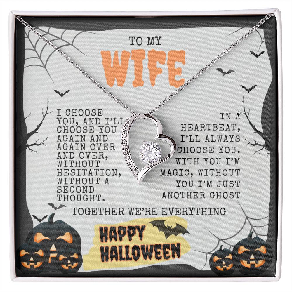 TO MY WIFE | HAPPY HALLOWEEN BATS AND PUMPKINS | FOREVER LOVE NECKLACE