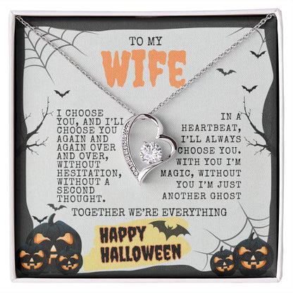 TO MY WIFE | HAPPY HALLOWEEN BATS AND PUMPKINS | FOREVER LOVE NECKLACE