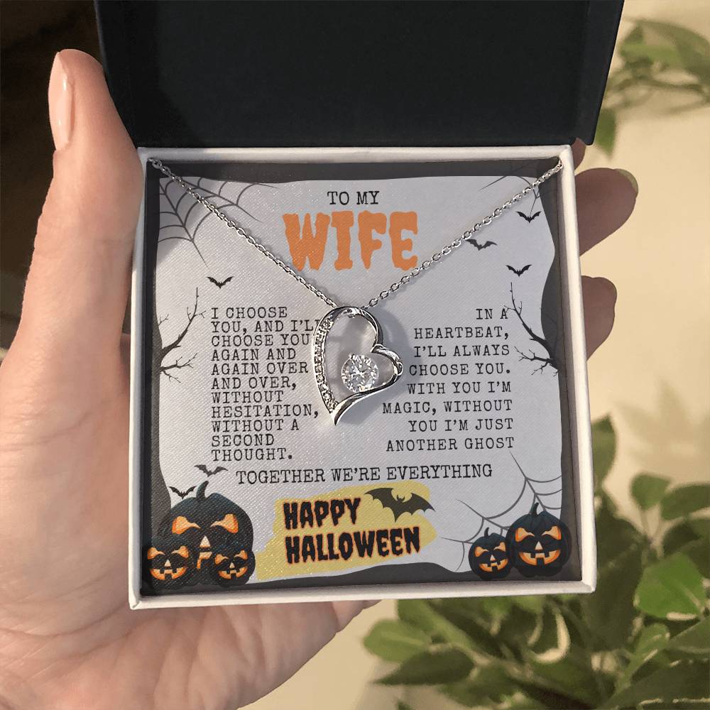 TO MY WIFE | HAPPY HALLOWEEN BATS AND PUMPKINS | FOREVER LOVE NECKLACE