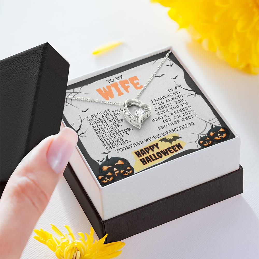 TO MY WIFE | HAPPY HALLOWEEN BATS AND PUMPKINS | FOREVER LOVE NECKLACE