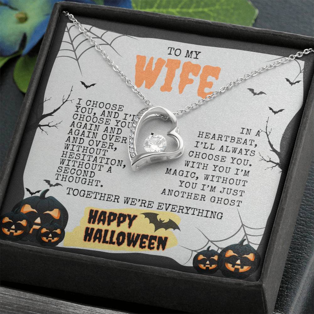 TO MY WIFE | HAPPY HALLOWEEN BATS AND PUMPKINS | FOREVER LOVE NECKLACE