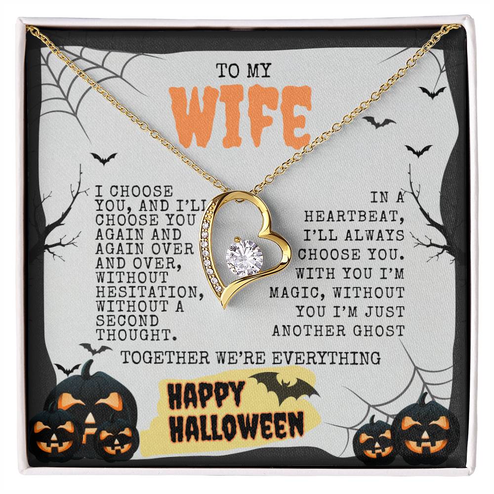 TO MY WIFE | HAPPY HALLOWEEN BATS AND PUMPKINS | FOREVER LOVE NECKLACE