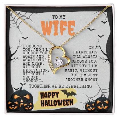 TO MY WIFE | HAPPY HALLOWEEN BATS AND PUMPKINS | FOREVER LOVE NECKLACE