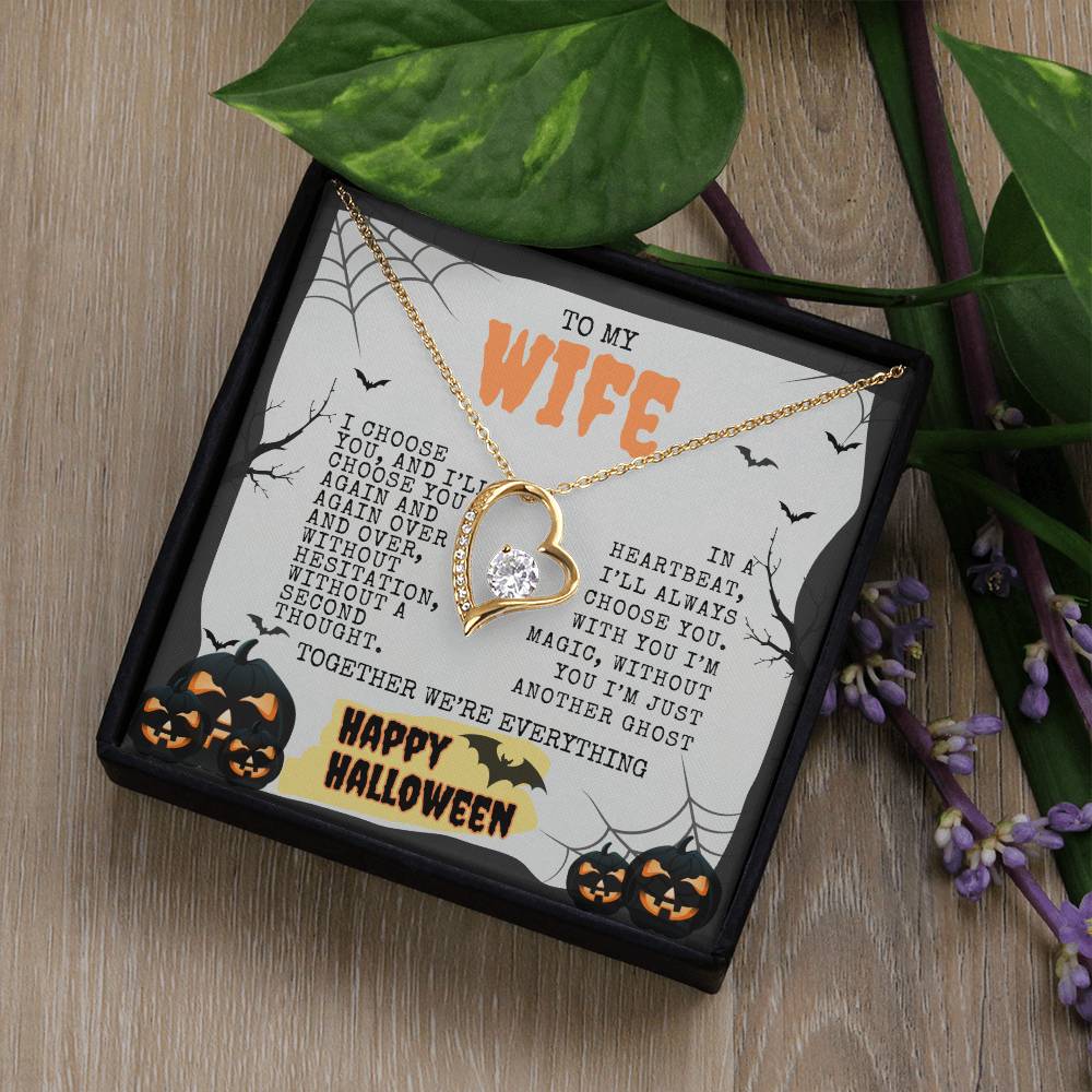 TO MY WIFE | HAPPY HALLOWEEN BATS AND PUMPKINS | FOREVER LOVE NECKLACE