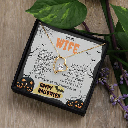 TO MY WIFE | HAPPY HALLOWEEN BATS AND PUMPKINS | FOREVER LOVE NECKLACE
