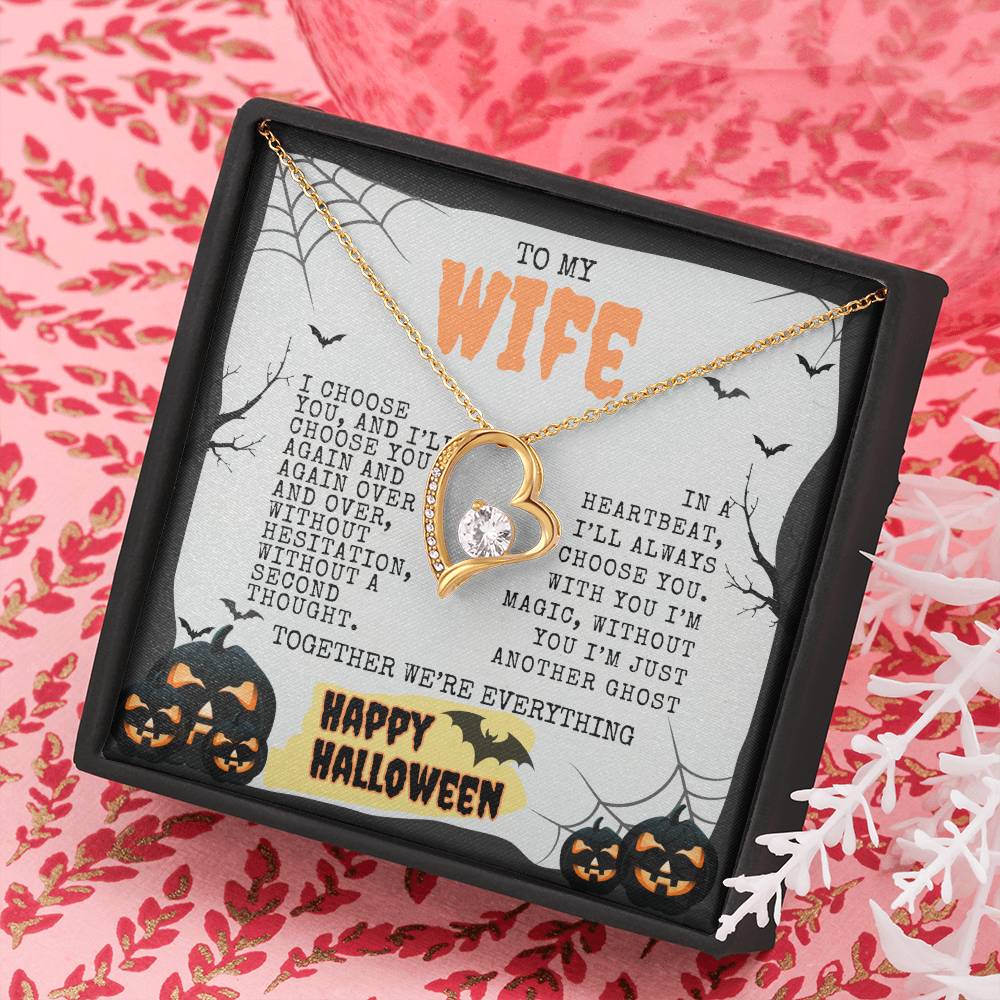 TO MY WIFE | HAPPY HALLOWEEN BATS AND PUMPKINS | FOREVER LOVE NECKLACE