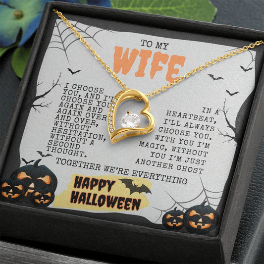 TO MY WIFE | HAPPY HALLOWEEN BATS AND PUMPKINS | FOREVER LOVE NECKLACE