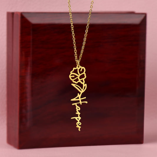 PERSONALIZED FLOWER NAME NECKLACE