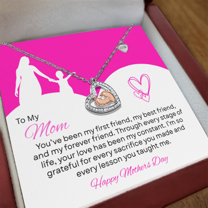 TO MY MOM | HAPPY MOTHER'S DAY | BABY FEET HEART NECKLACE