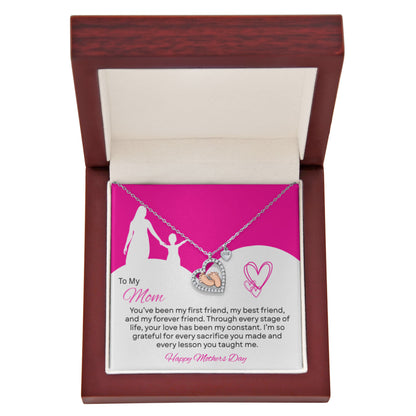TO MY MOM | HAPPY MOTHER'S DAY | BABY FEET HEART NECKLACE