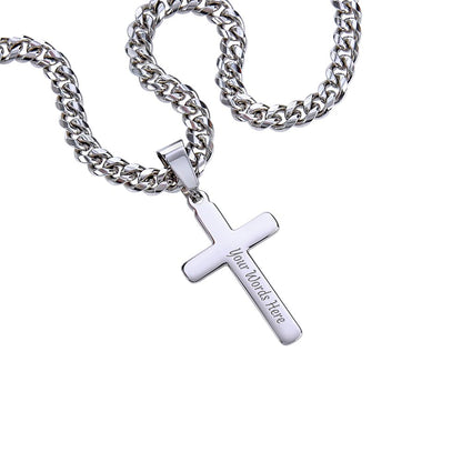 TO MY DAD | HAPPY FATHER'S DAY | PERSONALIZED CROSS WITH CUBAN LINK CHAIN