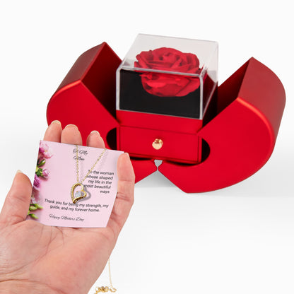 TO MY MOM | HAPPY MOTHER'S DAY | FOREVER LOVE NECKLACE WITH RED HEART ROSE BOX