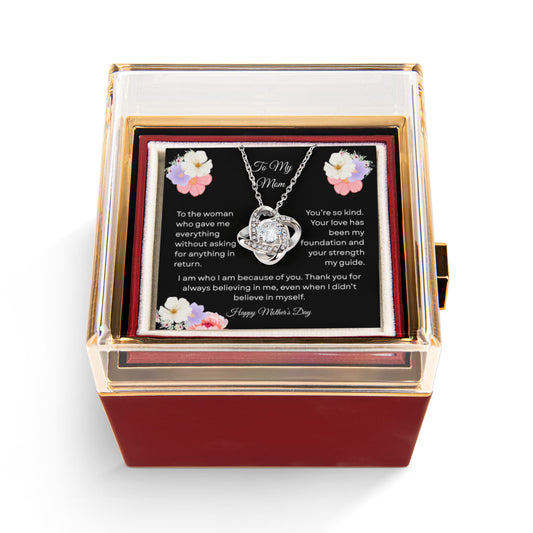 TO MY MOM | HAPPY MOTHER'S DAY | LOVE KNOT WITH ROTATING ROSE GIFT BOX