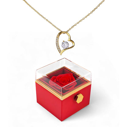 FOREVER LOVE NECKLACE WITH ROTATING ROSE GIFT BOX