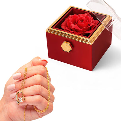 FOREVER LOVE NECKLACE WITH ROTATING ROSE GIFT BOX