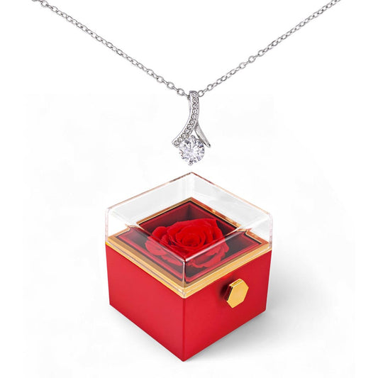 ALLURING BEAUTY NECKLACE WITH ROTATING ROSE GIFT BOX