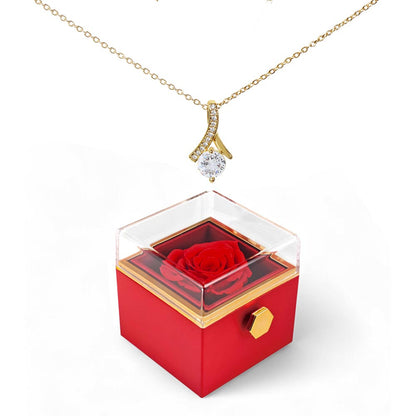 ALLURING BEAUTY NECKLACE WITH ROTATING ROSE GIFT BOX