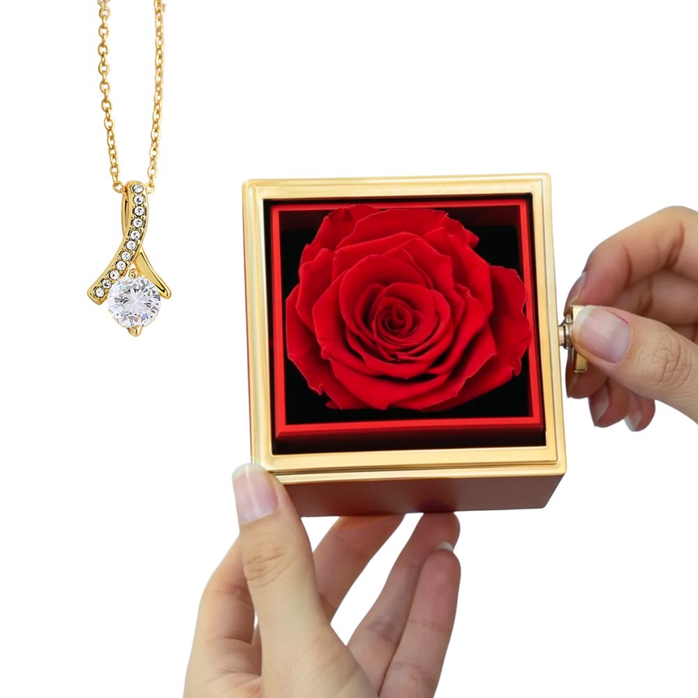 ALLURING BEAUTY NECKLACE WITH ROTATING ROSE GIFT BOX