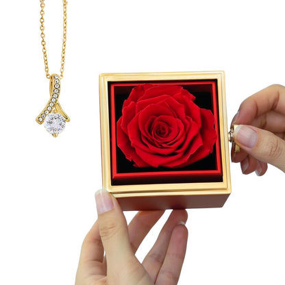 ALLURING BEAUTY NECKLACE WITH ROTATING ROSE GIFT BOX