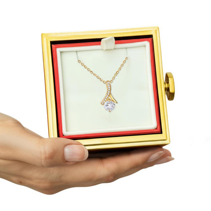 ALLURING BEAUTY NECKLACE WITH ROTATING ROSE GIFT BOX
