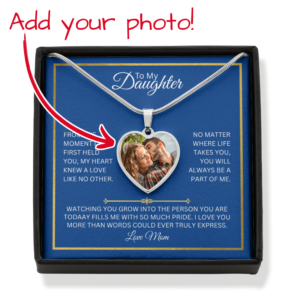 TO MY DAUGHTER | LOVE MOM | PERSONALIZED HEART NECKLACE