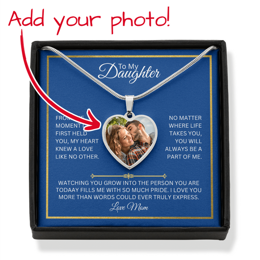 TO MY DAUGHTER | LOVE MOM | PERSONALIZED HEART NECKLACE